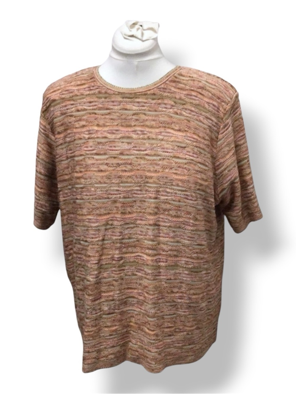 Alfred Dunner Women’s Short Sleeve Crew Neck Sweater VTG 90s Orange Multi 2X